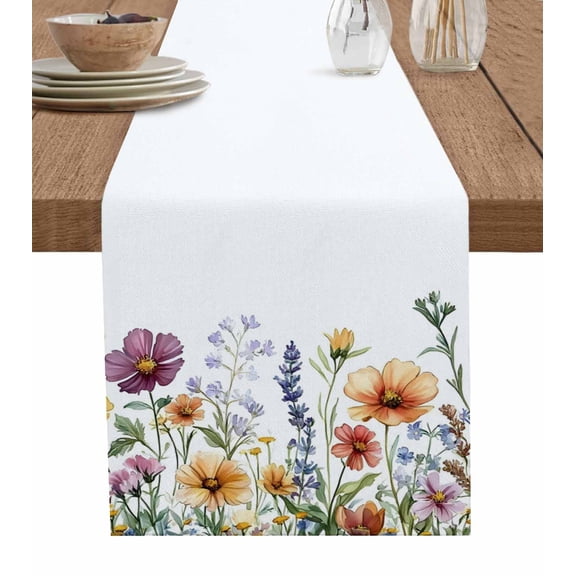 Hokiten Table Runners 60 Inches Long Dress Scarves, Spring Floral Farmhouse Kitchen/Dining Table Runner, Small Coffee Tablerunners, Colorful Botanical Summer Blooming 13x60 Inch