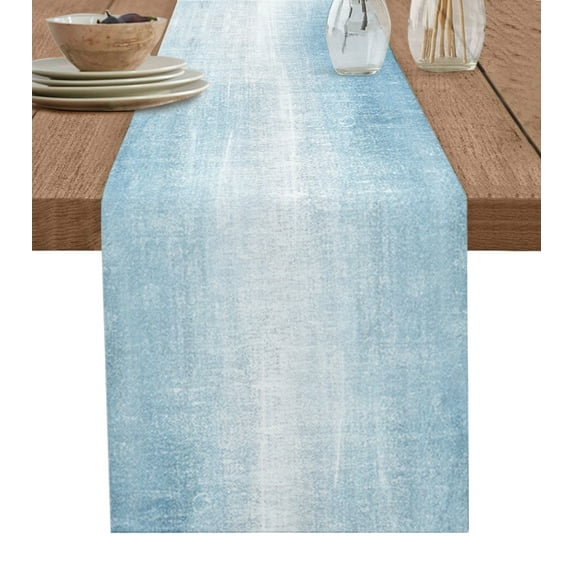 Hokiten Table Runners 70 Inches Long Dress Scarves, Blue Ombre Farmhouse Coffee/Dining/Kitchen Table Decor, Holiday Table Runner, Modern Abstract Art Aesthetics 13x70 Inch