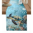 thumbnail image 1 of Hokiten Table Runners 70 Inches Long Dress Scarves, Coastal Sea Turtle Farmhouse Coffee/Dining/Kitchen Table Decor, Holiday Table Runner, Vintage Teal Nautical Beach Botanical 13x70 Inch, 1 of 7