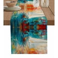 thumbnail image 1 of Hokiten Table Runners 70 Inches Long Dress Scarves, Colorful Ship Farmhouse Coffee/Dining/Kitchen Table Decor, Holiday Table Runner, Modern Abstract Art Ombre Oil Painting 13x70 Inch, 1 of 7
