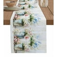 thumbnail image 1 of Hokiten Table Runners 70 Inches Long Dress Scarves, Daisies Flowers Farmhouse Coffee/Dining/Kitchen Table Decor, Holiday Table Runner, Pink Blue Floral Farm Plant Wooden Plank 13x70 Inch, 1 of 7