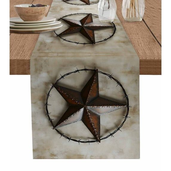 Hokiten Table Runners 70 Inches Long Dress Scarves, Texas Star Retro Farmhouse Coffee/Dining/Kitchen Table Decor, Holiday Table Runner, Modern Country Stars Abstract 13x70 Inch