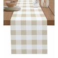thumbnail image 1 of Hokiten Table Runners 72 Inches Long Dress Scarves, Beige Plaid Farmhouse Kitchen/Dining Table Runner, Coffee Tablerunners, Spring Summer Farmhouse Buffalo Checkered 14x72 Inch, 1 of 7