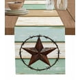 thumbnail image 1 of Hokiten Table Runners 72 Inches Long Dress Scarves, Beige Sage Green Texas Star Farmhouse Kitchen/Dining Table Runner, Coffee Tablerunners, Vintage Stars Wooden 13x72 Inch, 1 of 7
