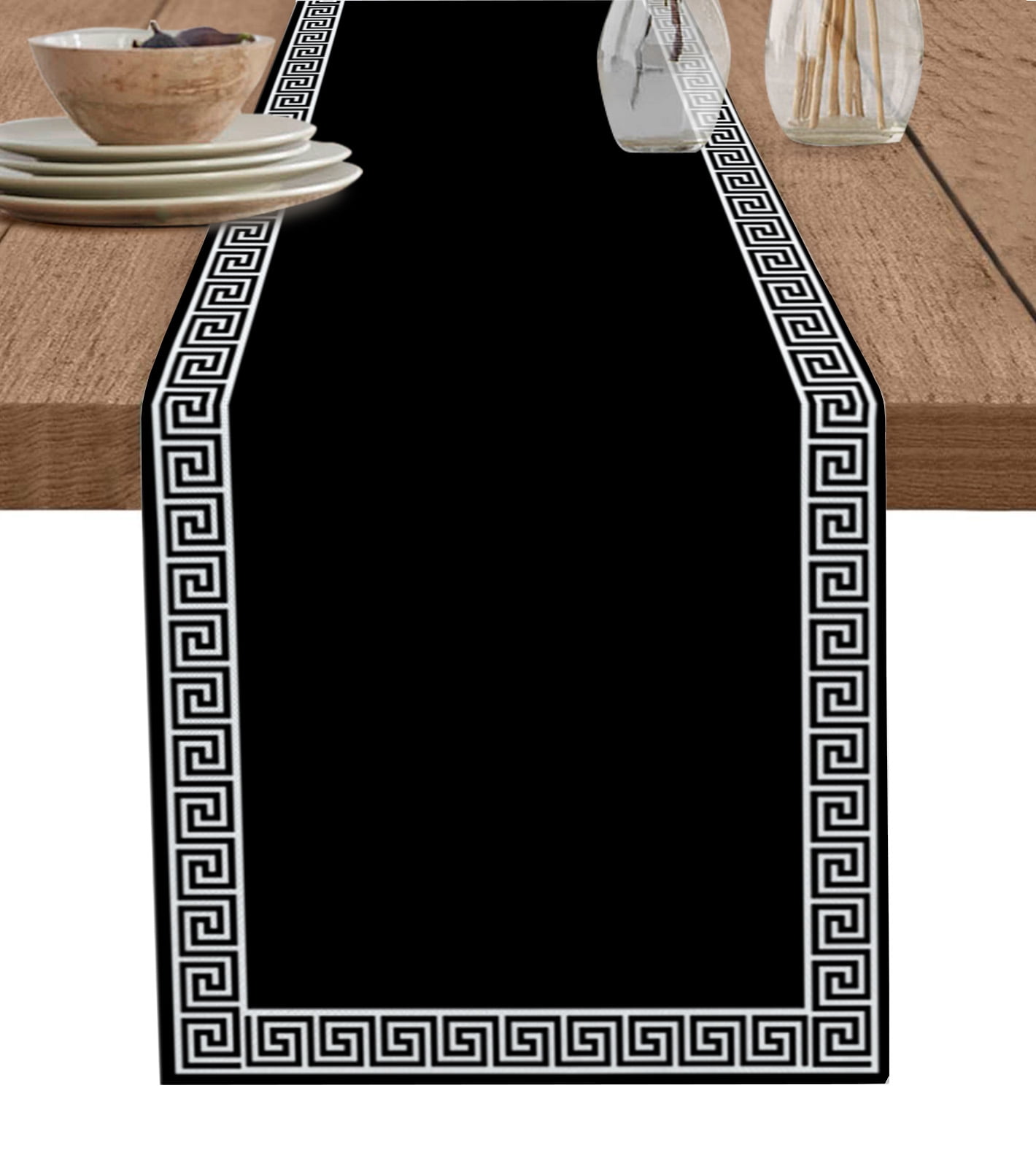 Hokiten Table Runners 72 Inches Long Dress Scarves, Black Farmhouse Kitchen/Dining Table Runner, Coffee Tablerunners, Modern Geometric Abstract Art Aesthetics 16x72 Inch