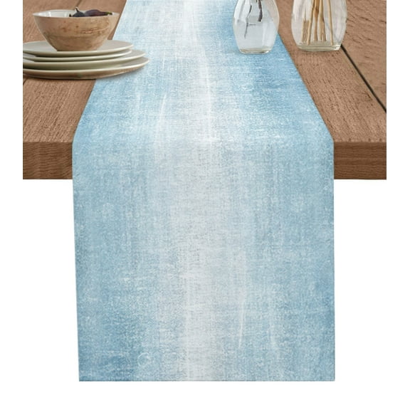 Hokiten Table Runners 72 Inches Long Dress Scarves, Blue Ombre Farmhouse Kitchen/Dining Table Runner, Coffee Tablerunners, Modern Abstract Art Aesthetics 16x72 Inch
