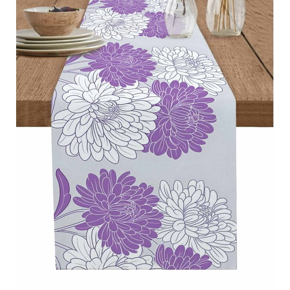 Hokiten Table Runners 72 Inches Long Dress Scarves, Botanical Floral Farmhouse Kitchen/Dining Table Runner, Coffee Tablerunners, Farmhouse Spring Garden Flowers Motifs 13x72 Inch