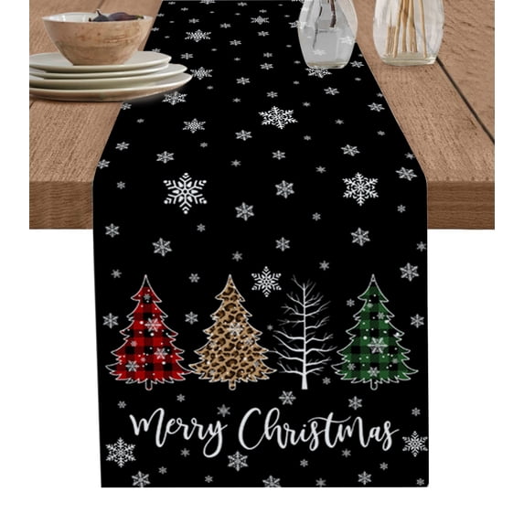 Hokiten Table Runners 72 Inches Long Dress Scarves, Christmas Tree, Farmhouse Kitchen/Dining Table Runner, Coffee Tablerunners, Rustic Buffalo Snowflake Red Green Black 16x72 Inch