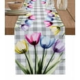 thumbnail image 1 of Hokiten Table Runners 72 Inches Long Dress Scarves, Colorful Tulip Farmhouse Kitchen/Dining Table Runner, Coffee Tablerunners, Farmhouse Elegant Flowers Gray Check 13x72 Inch, 1 of 7
