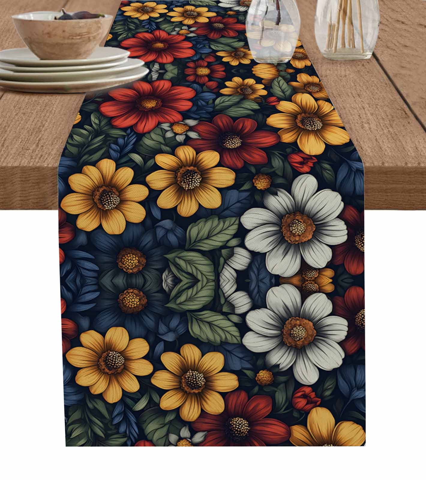 Hokiten Table Runners 72 Inches Long Dress Scarves, Flower Floral ...