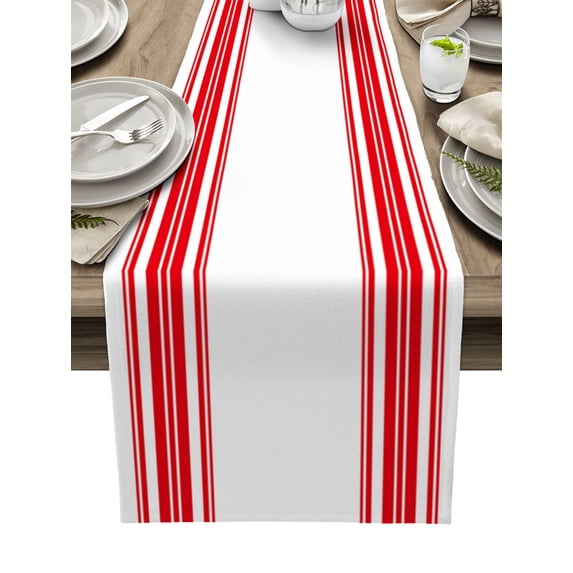 Hokiten Table Runners 72 Inches Long Dress Scarves, Red Striped Farmhouse Kitchen/Dining Table Runner, Coffee Tablerunners, Modern White Striped Abstract Art Aesthetics 18x72 Inch