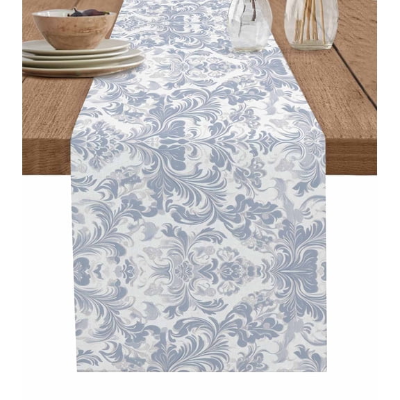 Hokiten Table Runners 72 Inches Long Dress Scarves, Rustic Baroque Farmhouse Kitchen/Dining Table Runner, Coffee Tablerunners, Vintage Country Scroll Floral Patterned 13x72 Inch