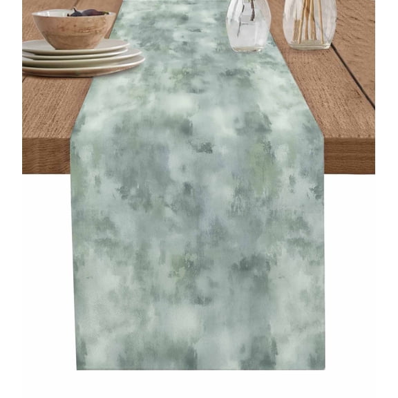 Hokiten Table Runners 72 Inches Long Dress Scarves, Sage Green Gray Farmhouse Kitchen/Dining Table Runner, Coffee Tablerunners, Abstract Modern Street Painting Art Ombre 13x72 Inch