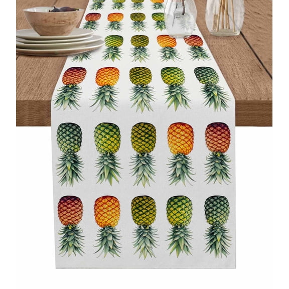 Hokiten Table Runners 90 Inches Long Dress Scarves, Gradient Pineapple Farmhouse Coffee/Dining/Kitchen Table Runner for Living Room, Watercolor Modern Fruit 13x90 Inch