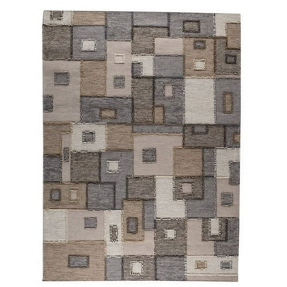 Hokku Designs Khema8 Hand-Woven Wool Grey Area Rug