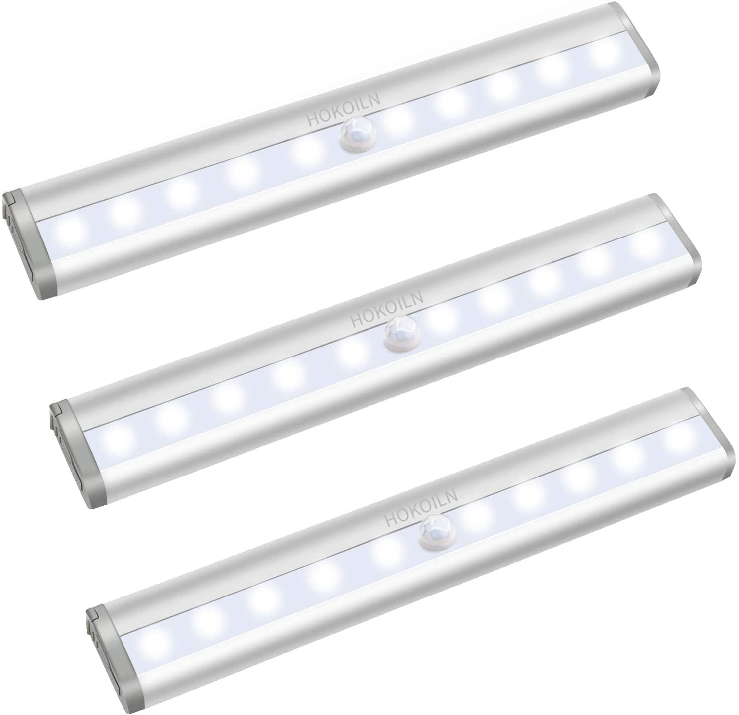 3 Pack Wireless 10 LED Motion Sensor Closet Lights, Battery Operated ...