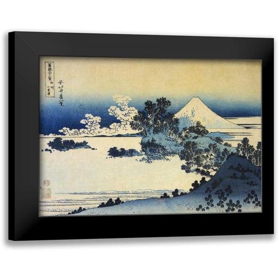 Hokusai 14x11 Black Modern Framed Museum Art Print Titled - Mount Fuji Seen From Shichirigahama Beach 1831