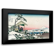 Hokusai 14x11 Black Modern Framed Museum Art Print Titled - Tea House at Koishikawa, 1830
