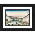thumbnail image 1 of Hokusai 14x11 Black Ornate Wood Framed with Double Matting Museum Art Print Titled - Nihonbashi Bridge in Edo, 1830, 1 of 4