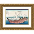 thumbnail image 1 of Hokusai 14x11 Gold Ornate Wood Framed with Double Matting Museum Art Print Titled - Kazusa Sea Route, 1830, 1 of 4
