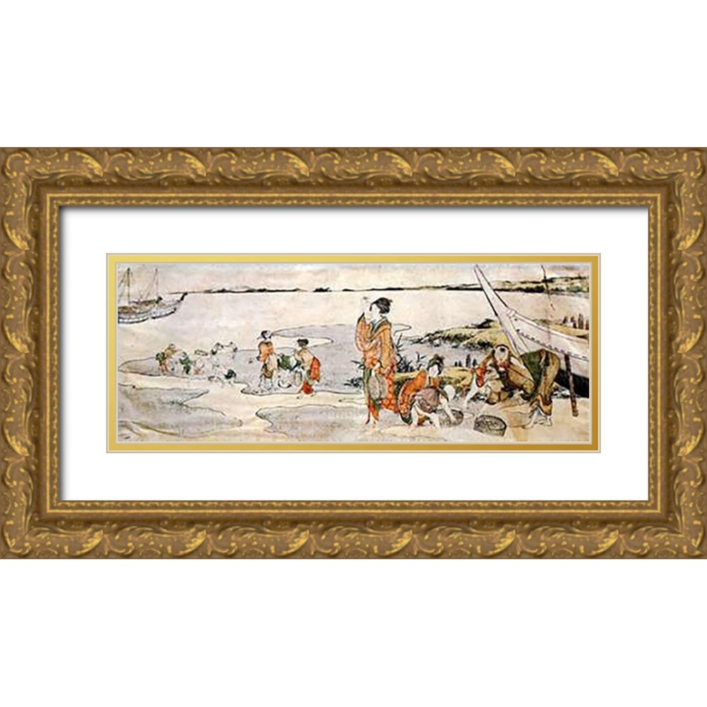 Hokusai 14x8 Gold Ornate Wood Framed with Double Matting Museum Art ...