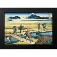thumbnail image 1 of Hokusai 24x17 Black Modern Framed Museum Art Print Titled - A View Of Mount Fuji And Travelers By A Bridge At Nakahara 1835, 1 of 4