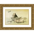 thumbnail image 1 of Hokusai 32x22 Gold Ornate Wood Framed with Double Matting Museum Art Print Titled - A Philosopher Watching Butterflies 1814, 1 of 4
