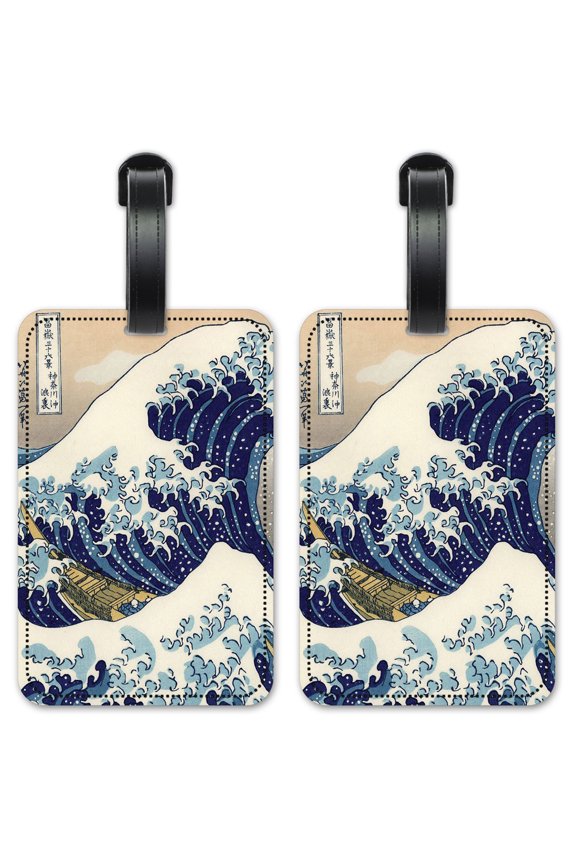 Hokusai: Great Wave - Luggage ID Tags / Suitcase Identification Cards - Set of 2