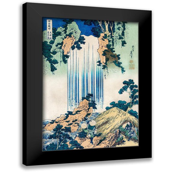 Hokusai, Katsushika 11x14 Black Modern Framed Museum Art Print Titled - Yoro Waterfall in Mino Province