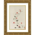 thumbnail image 1 of Hokusai, Katsushika 13x18 Gold Ornate Wood Framed with Double Matting Museum Art Print Titled - Small Red Blossoms on a Vine, 1 of 4