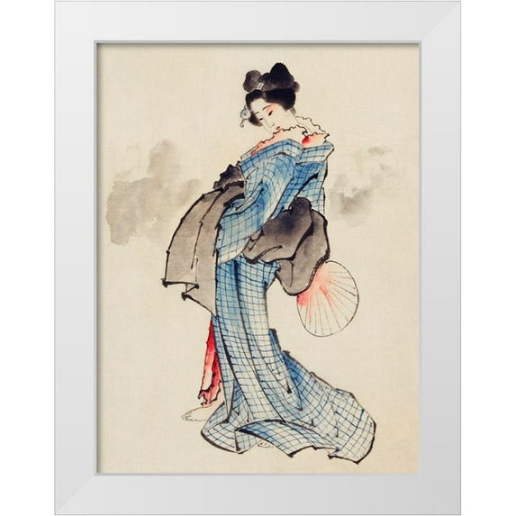 Hokusai, Katsushika 25x32 White Modern Wood Framed Museum Art Print Titled - Courtesan