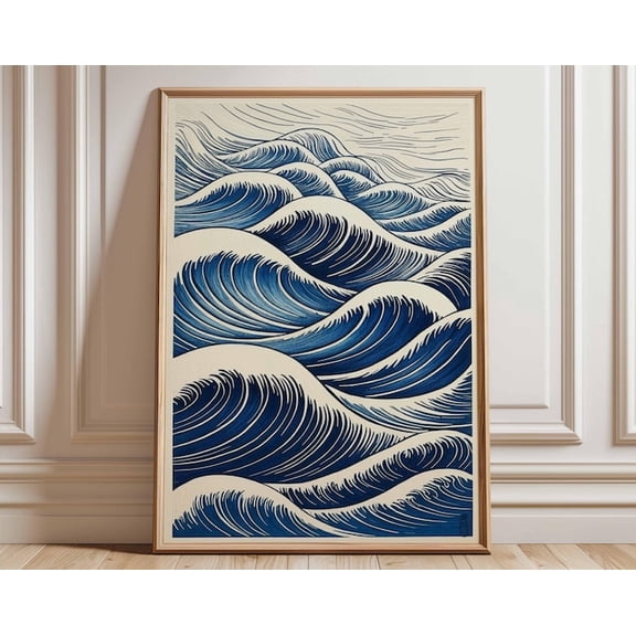 Hokusai Style Japanese Wave Wall Art Print