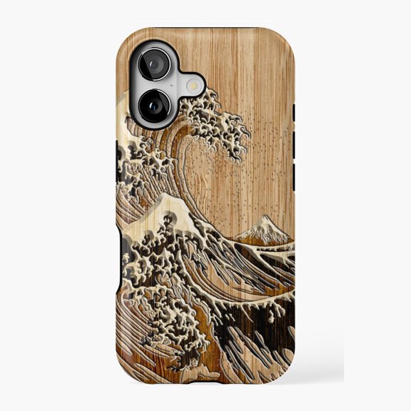 Hokusai Wave Bamboo Inlay Phone Case 17 16 15 14 13 12 11 Pro Max