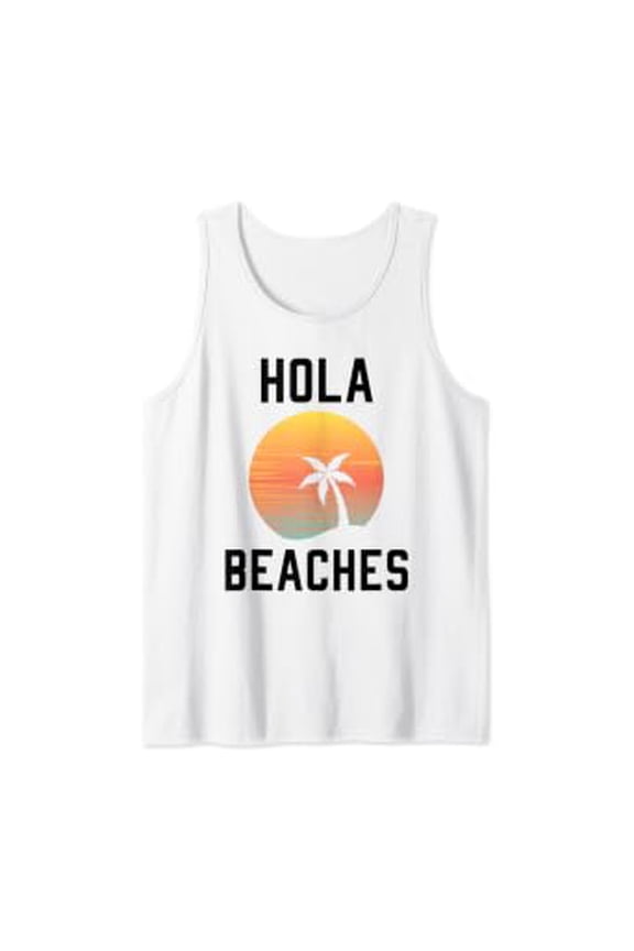 Hola Beaches Palm Tree Sunset Beach Vacation Tank Top Size S-3XL