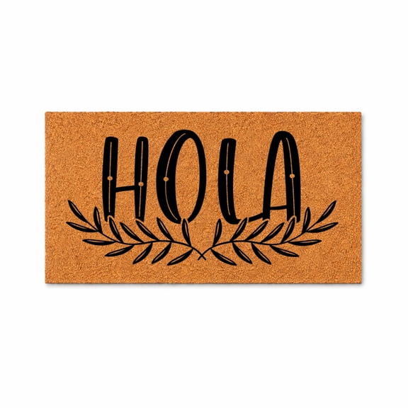 Hola Doormat, Leaf Branch Welcome Mat, Front Door Entryway Rug (24x48 inches) WoodByStu 5951