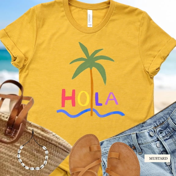 Hola Graphic Tee Boho Beach Vacation Shirt