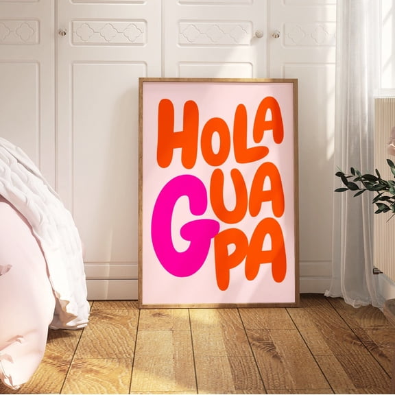 Hola Guapa Wall Art Print Orange Spanish Decor