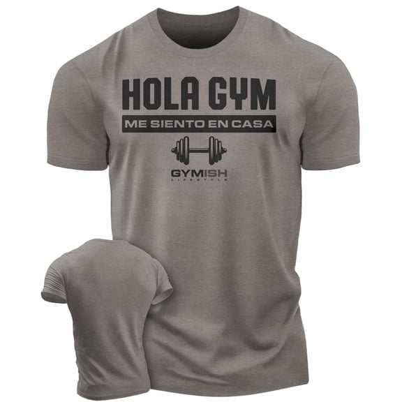 Hola Gym Me Siento en Casa Workout T-Shirt – Funny Gym Shirt for Men, Camiseta de Gimnasio, Motivational Fitness Tee