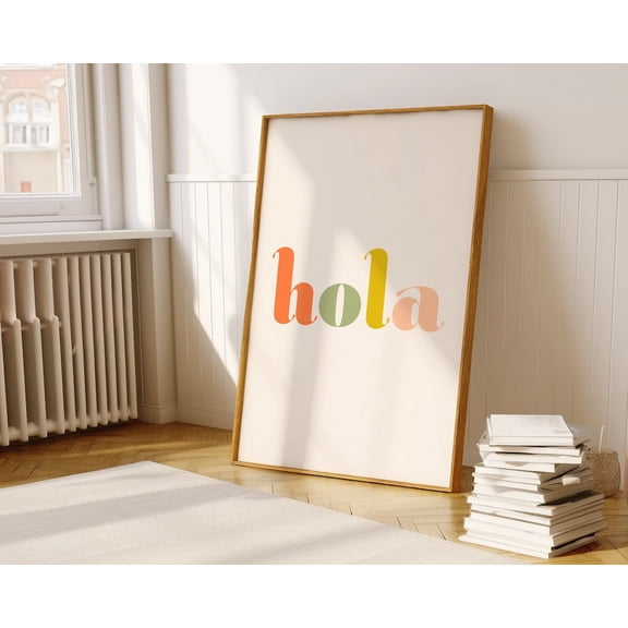 Hola Hello Sign Spanish Dorm Entryway Office Welcome Poster Unframed Paper Print
