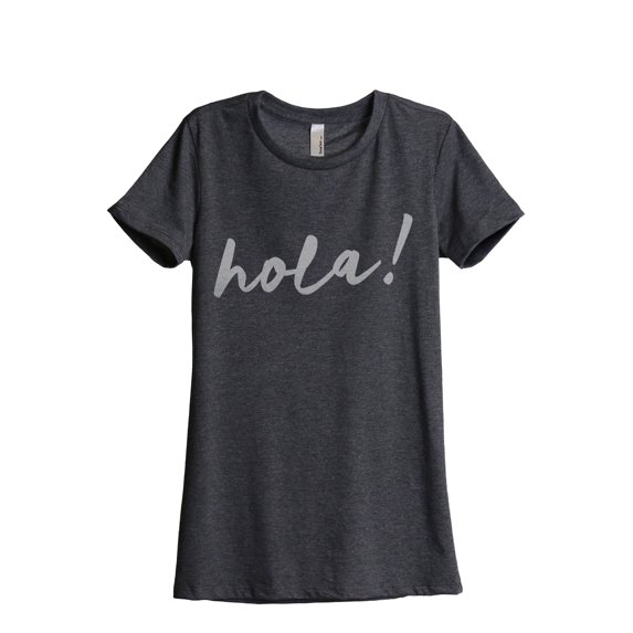 Hola Hello Women's Fashion Relaxed T-Shirt Tee Charcoal Grey Small