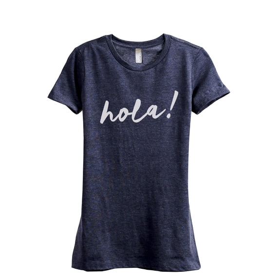 Hola Hello Women's Fashion Relaxed T-Shirt Tee Heather Navy Small