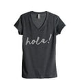 thumbnail image 1 of Hola Hello Women's Fashion Relaxed V-Neck T-Shirt Tee Charcoal Grey 2X-Large, 1 of 3