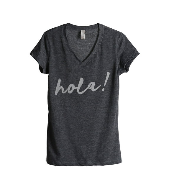 Hola Hello Women's Fashion Relaxed V-Neck T-Shirt Tee Charcoal Grey 2X-Large