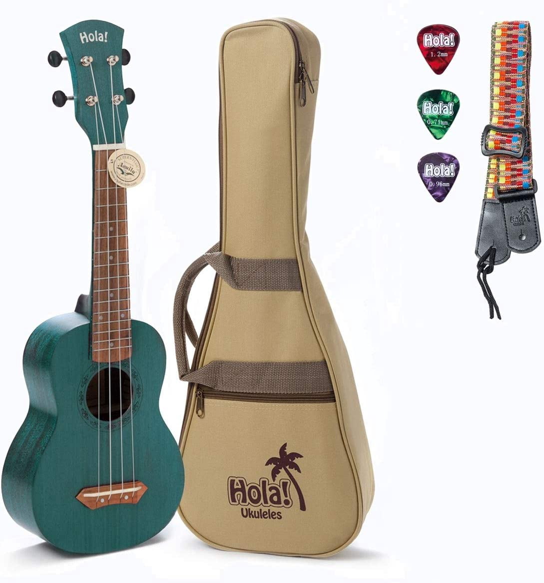 Hola! Music HM-121PP+ Deluxe Mahogany Soprano Ukulele Bundle with