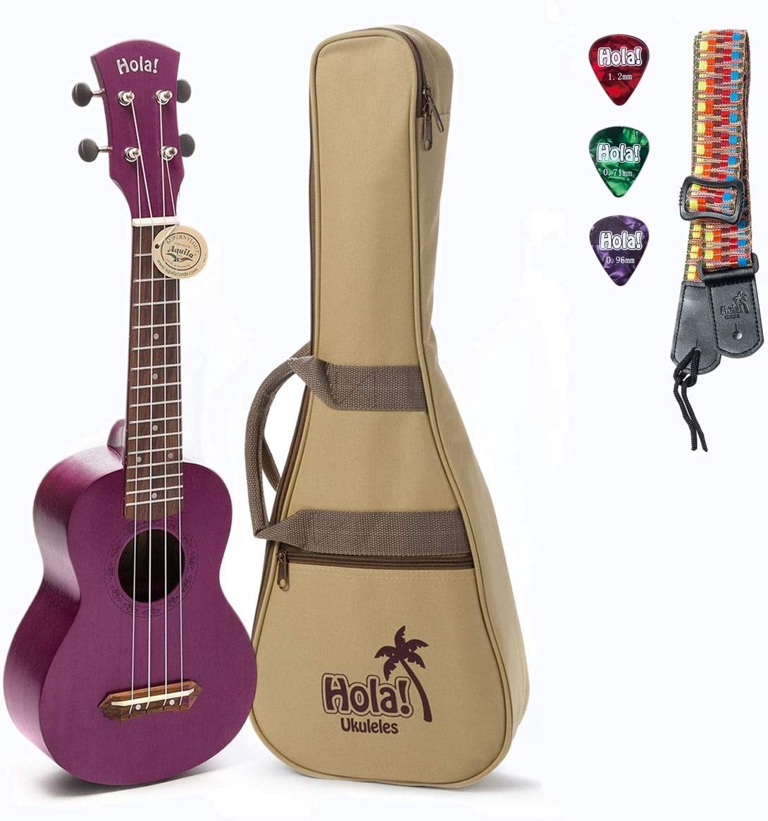 Hola! Music HM-121PP+ Deluxe Mahogany Soprano Ukulele Bundle with