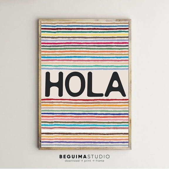 Hola Prints Spanish Other Language Wall Art Entryway Sign Home Decor Welcome Unframed Canvas 12x16in