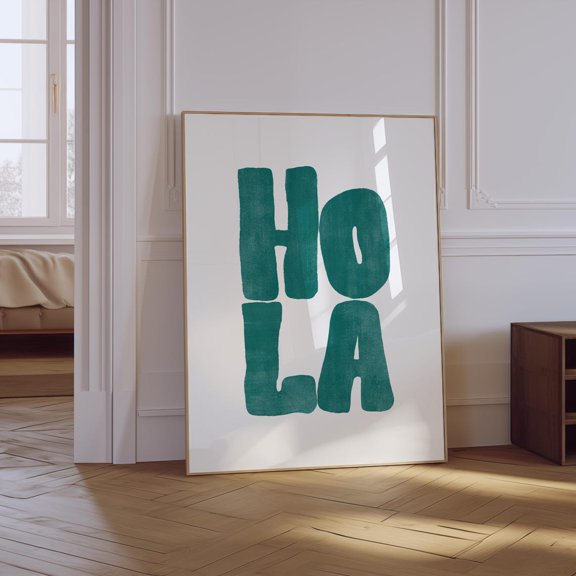 Hola Retro Spanish Typography Poster, Unframed Paper Poster 8x10in