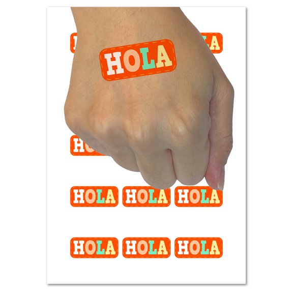 Hola Spanish Hi Hello Water Resistant Temporary Tattoo Set Fake Body Art Collection - 15 2" Tattoos (1 Sheet)