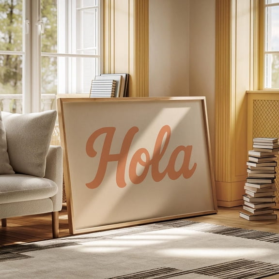 Hola Wall Art Print Retro Spanish Greeting Poster For Entryway Office Kitchen Or Fun Multilingual Home Decor Wall Art