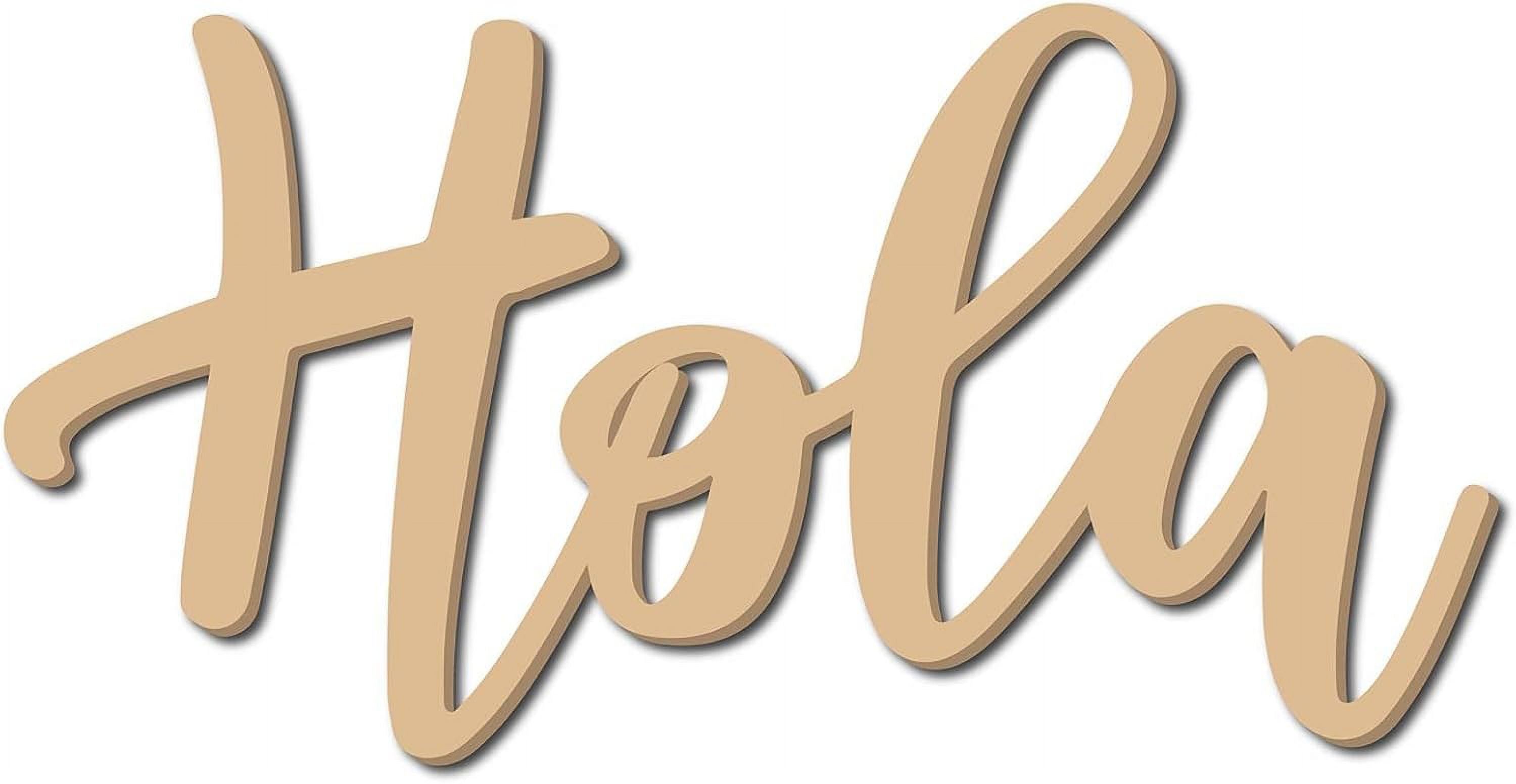 Hola Wood Cutout Sign Word Sculpture Wood Sign Unfinished Laser Cut ...